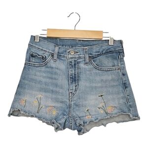Levi's Cut Off Floral Fairy Boho Botanical Embroidered Shorts Size 26
